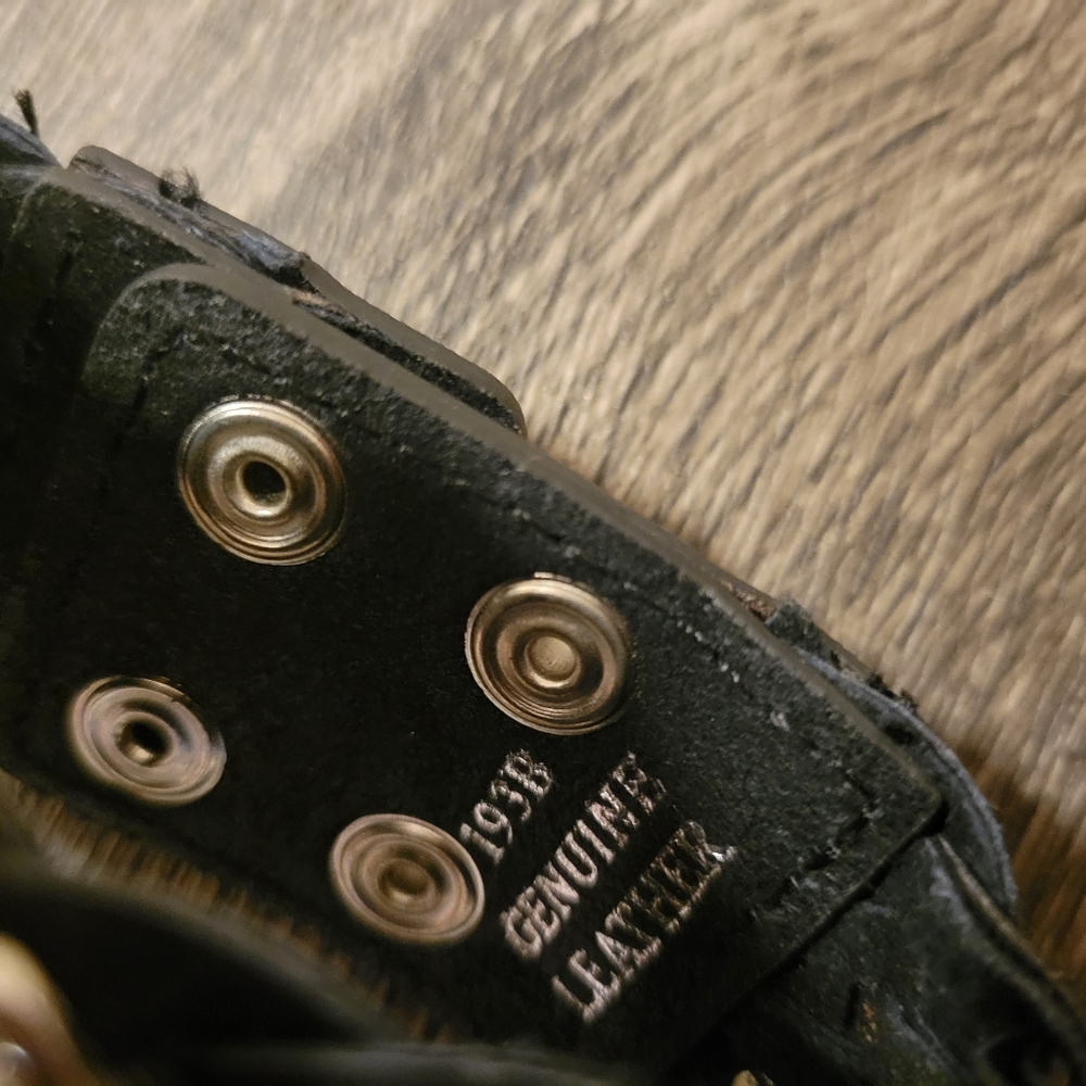 Rose Rhinestone Leather Statement Bracelet - image 3